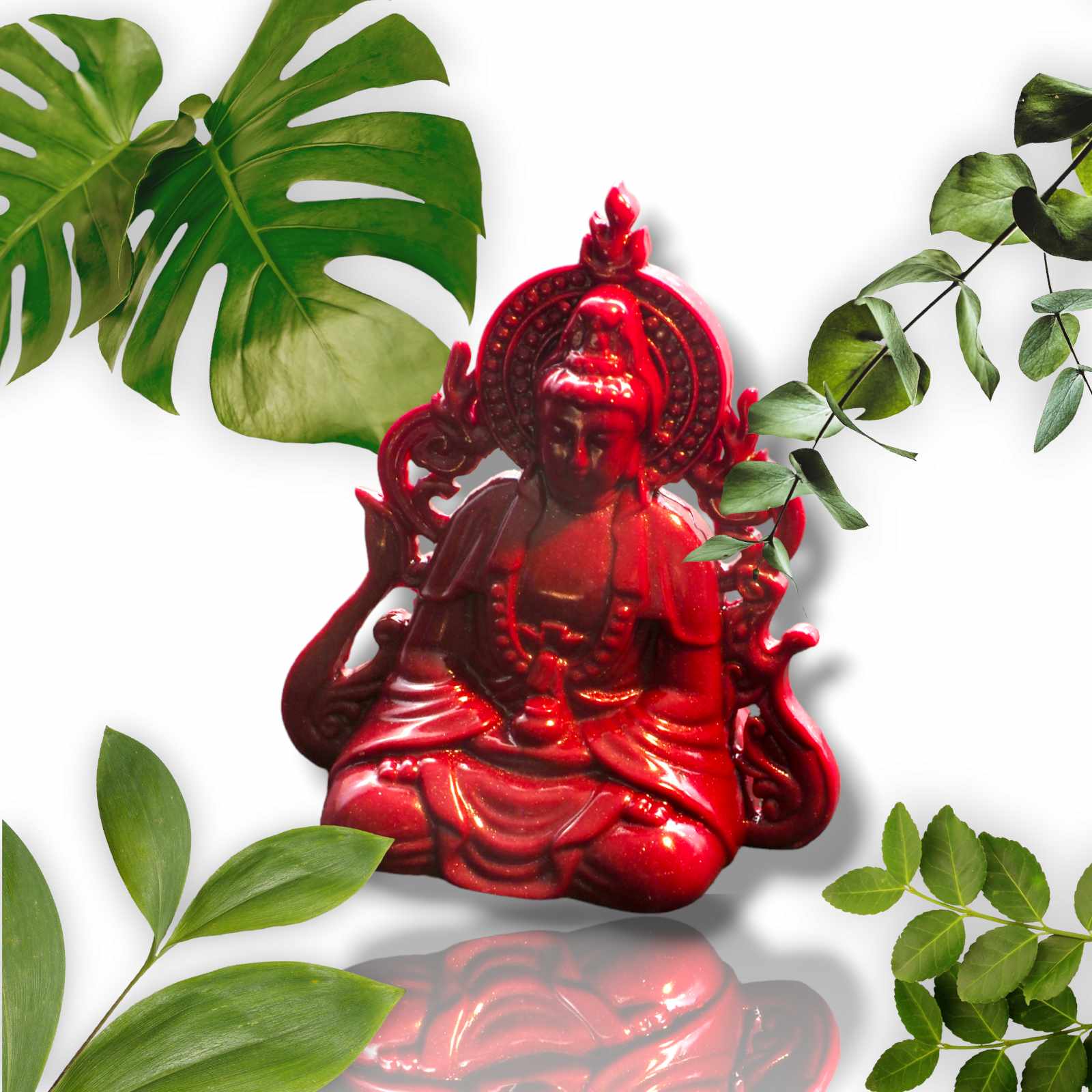 Cinnabar Red Quan Yin Goddess, female Buddha,