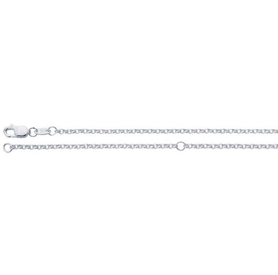 Sterling Silver Rolo chain, Adjustable to 16”, 18” or 20”