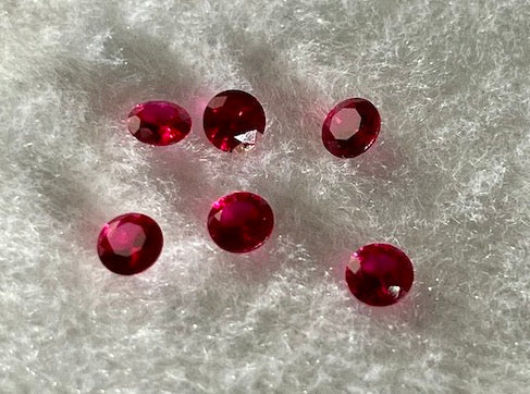 Lab Ruby Round faceted stones 3, 4 and 5mm 5pack
