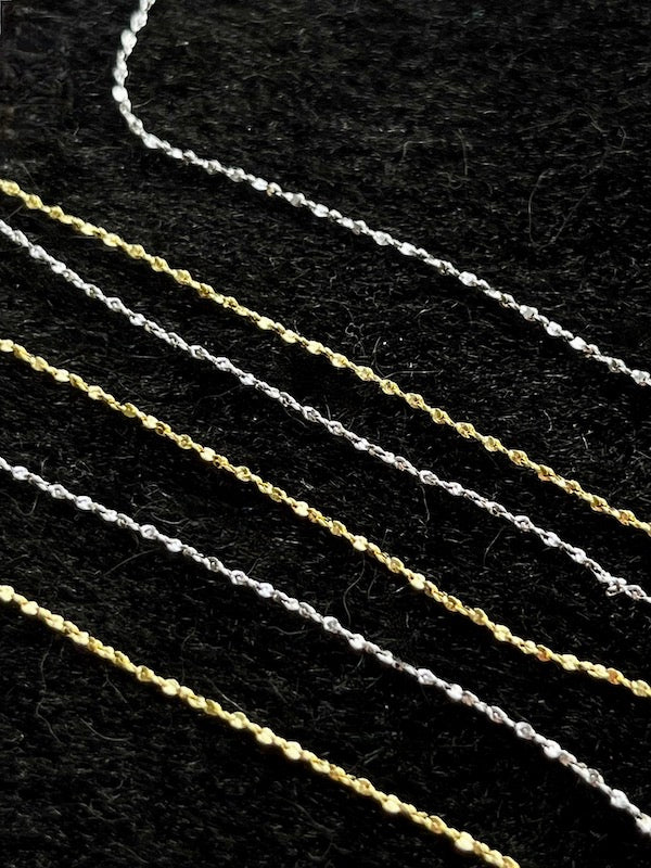 Tinsel or Nugget Chain, Sterling Silver & Gold Plated on SS, 1mm thickness,  18"