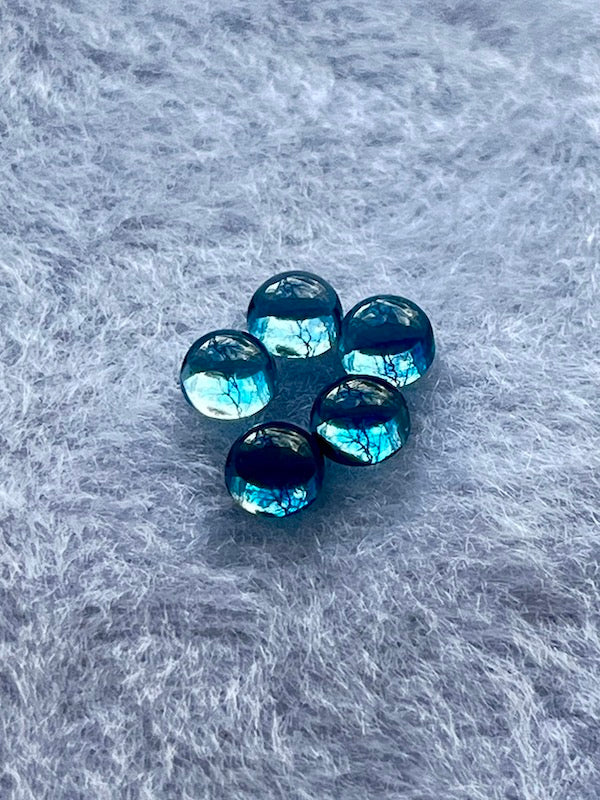 Topaz London Blue A Quality, domed Round cabochons, 4 & 5mm