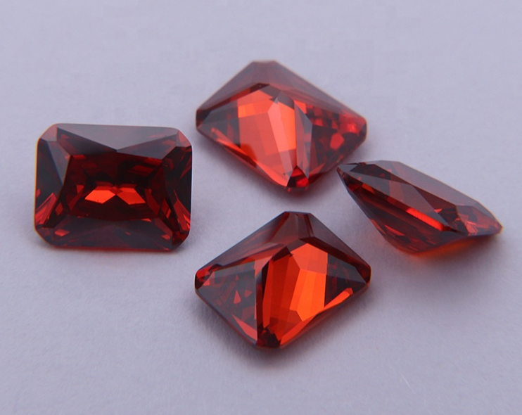 CZ, Radiant/Octagon Garnet Red - 2 Sizes (5pc)