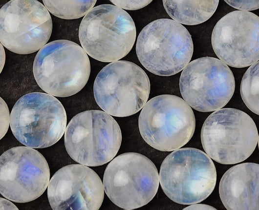 Moonstone Rainbow Cabochon Round 7mm, B and A quality