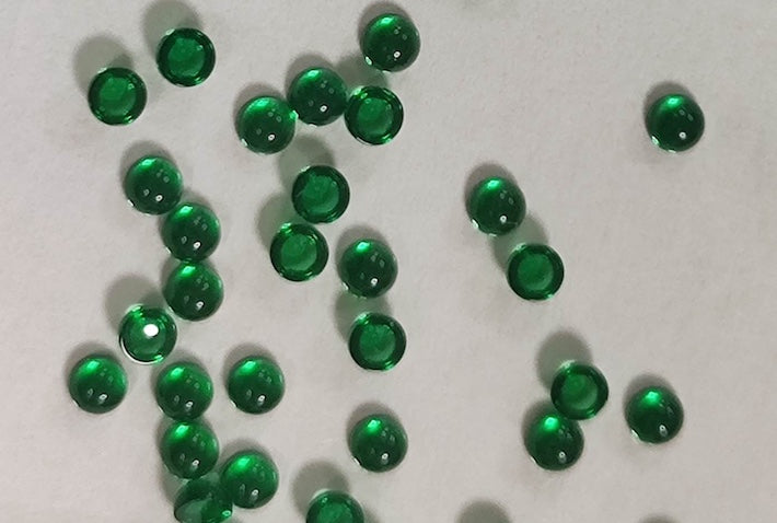Nano Emerald Green Round Cabochons, dome with flat back, fireable - Various Sizes (5pc)