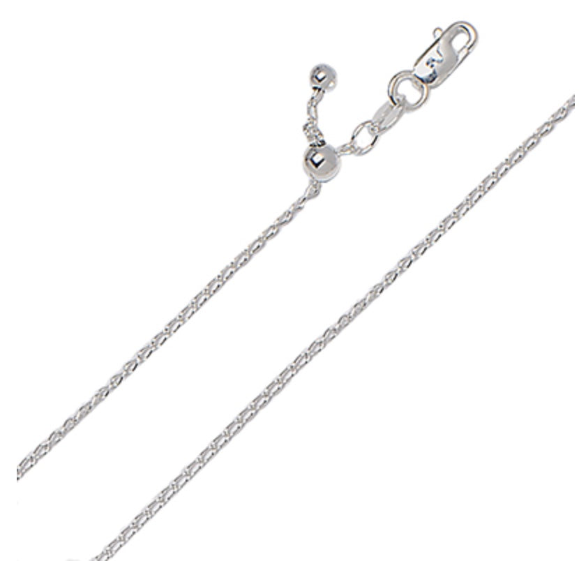 Sterling Silver Rada chain 1.2mm Adjustable up to 24"