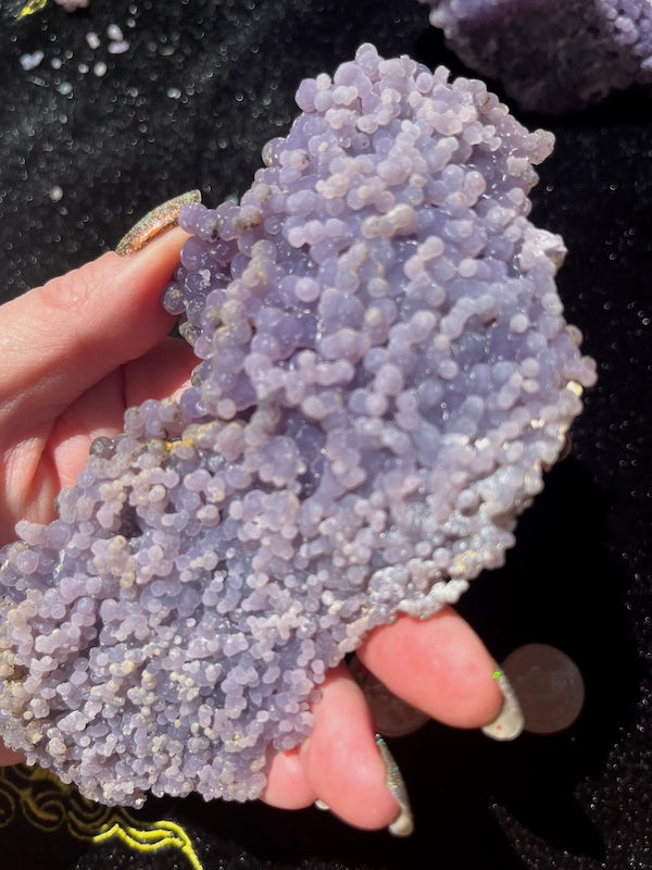 Flat side of this cool grape agate specimen