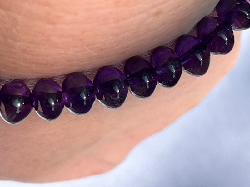 Bracelet, deep Amethyst abacus beads, 7x5mm, 36 beads