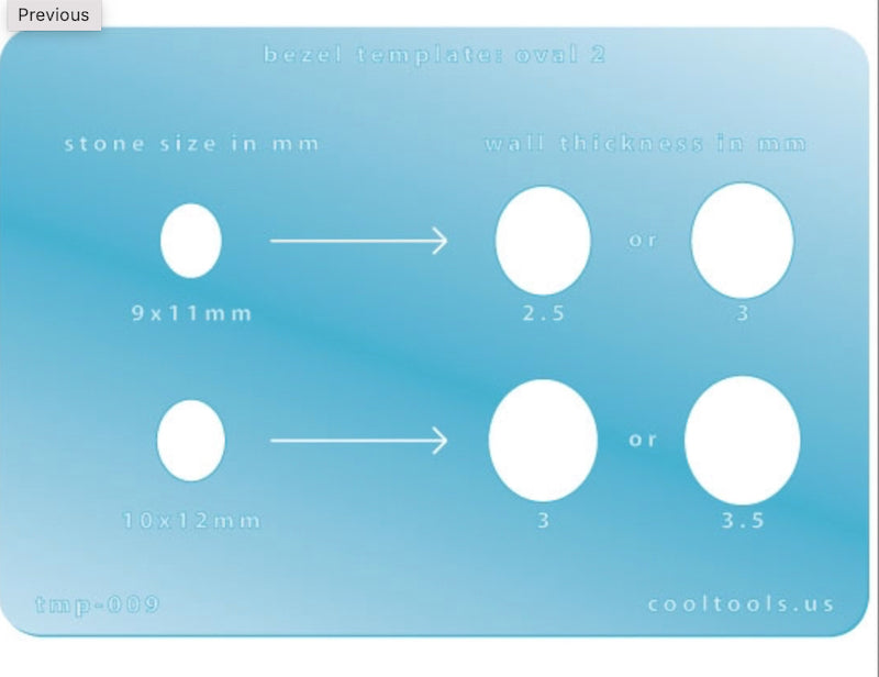 Bezel Template Oval gemstone bezel creation, 9x11 and 10x12 mm stones