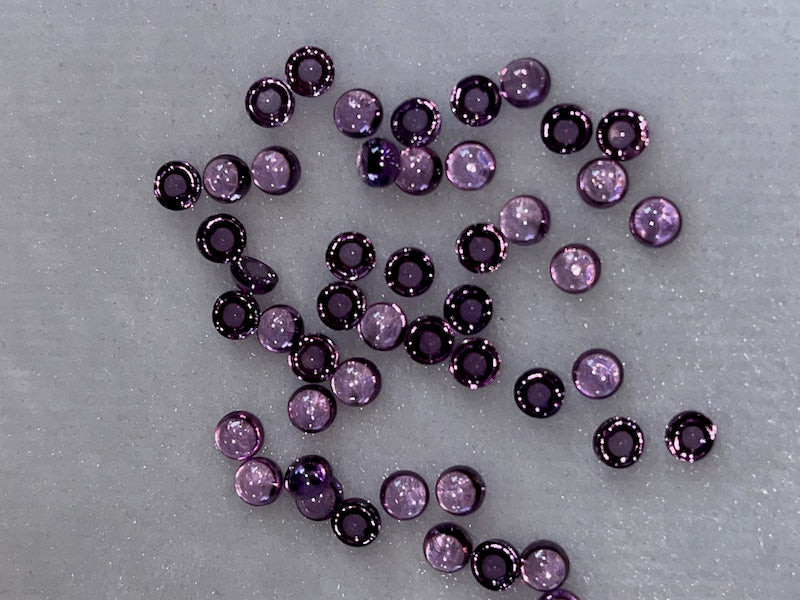 Cubic Zirconia Purple Round Cabochons, dome with flat back - Various Sizes (5pc)