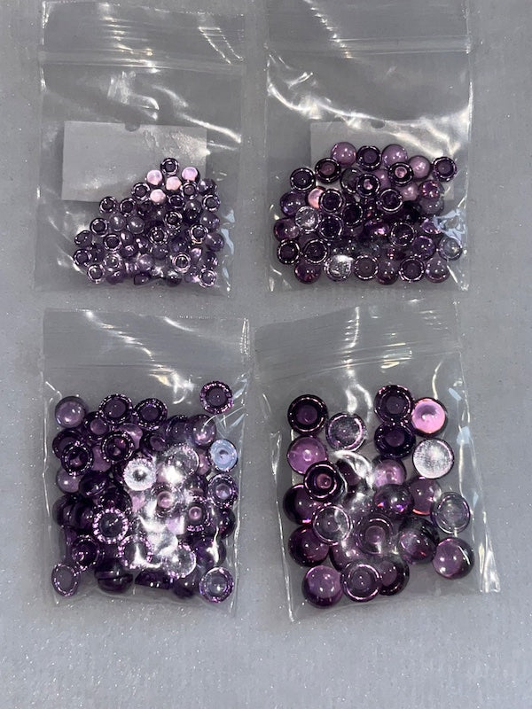 Cubic Zirconia Purple Round Cabochons, dome with flat back - Various Sizes (5pc)
