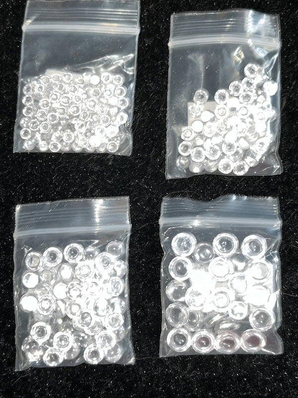 Cubic Zirconia White, Clear Round Cabochons, dome with flat back (5pc)