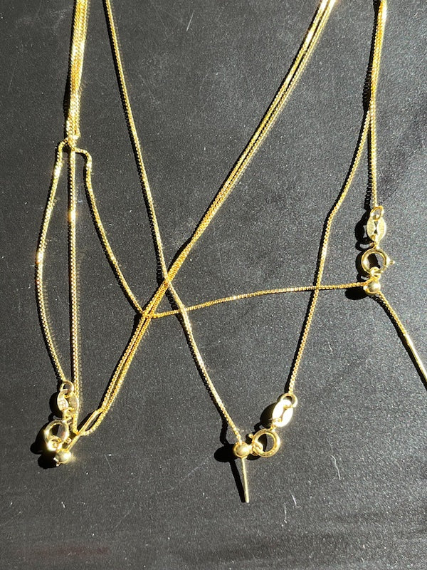 Gold filled sterling silver box necklace adjustable in size