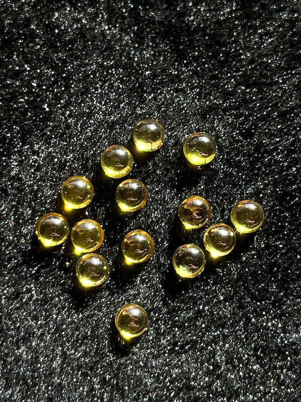 Cubic Zirconia Golden Yellow Round Cabochons, dome with flat back, 5pk