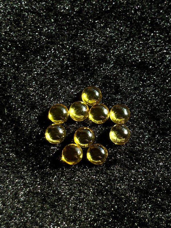 Cubic Zirconia Golden Yellow Round Cabochons, dome with flat back, 5pk