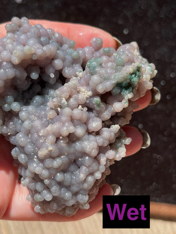 Grape agate cluster purple and blue while crystal is wet