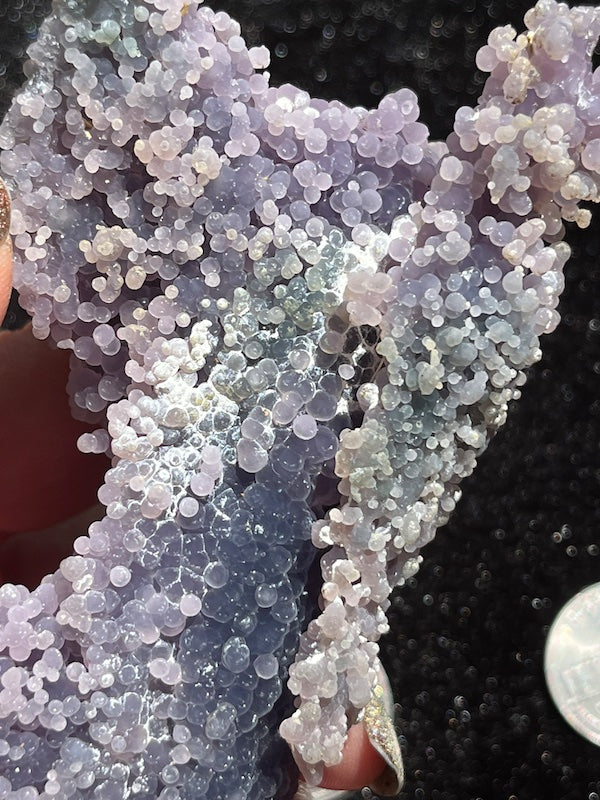 Back side of the grape agate crystal with nice turquoise formations