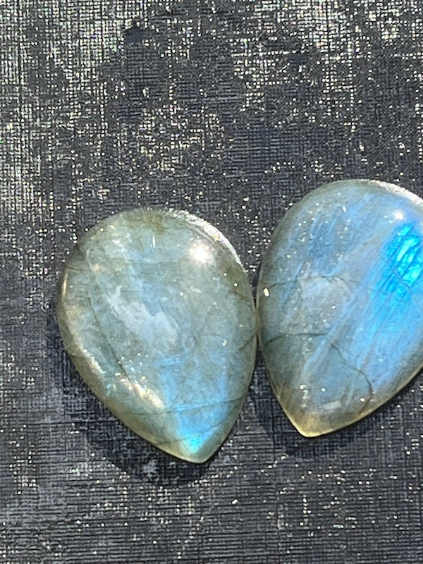 Labradorite Cabochons - Teardrops- matched pairs