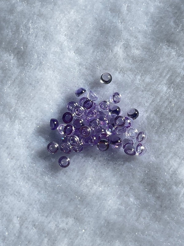 Cubic Zirconia Lilac Round Cabochons, dome with flat back, 5pk