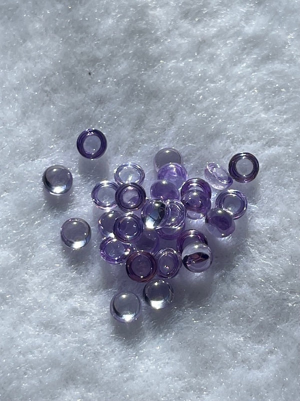 Cubic Zirconia Lilac Round Cabochons, dome with flat back, 5pk