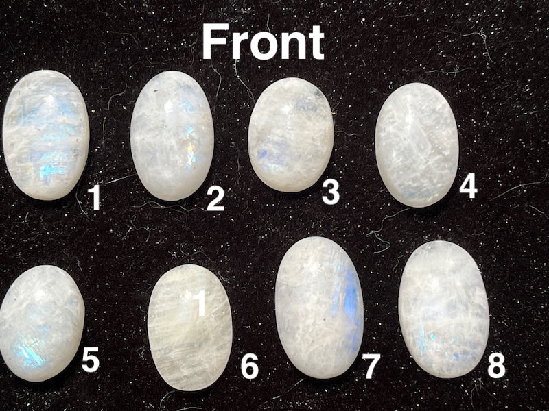 Moonstone, cabochons white with blue flash