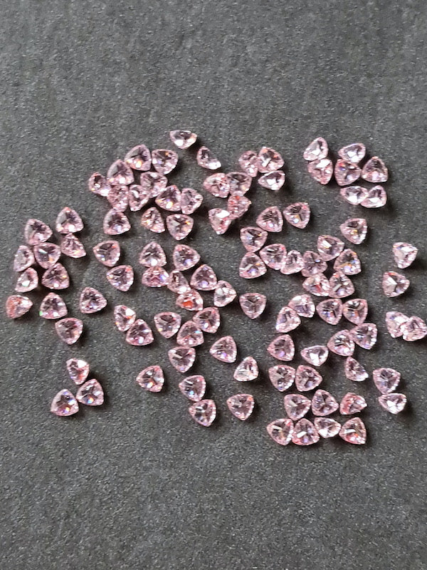 Cubic Zirconia Pink Trillion 3mm &  5mm (5pc)