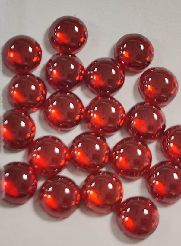 Cubic Zirconia Red Round Cabochons, dome with flat back - Various Sizes (5pc)
