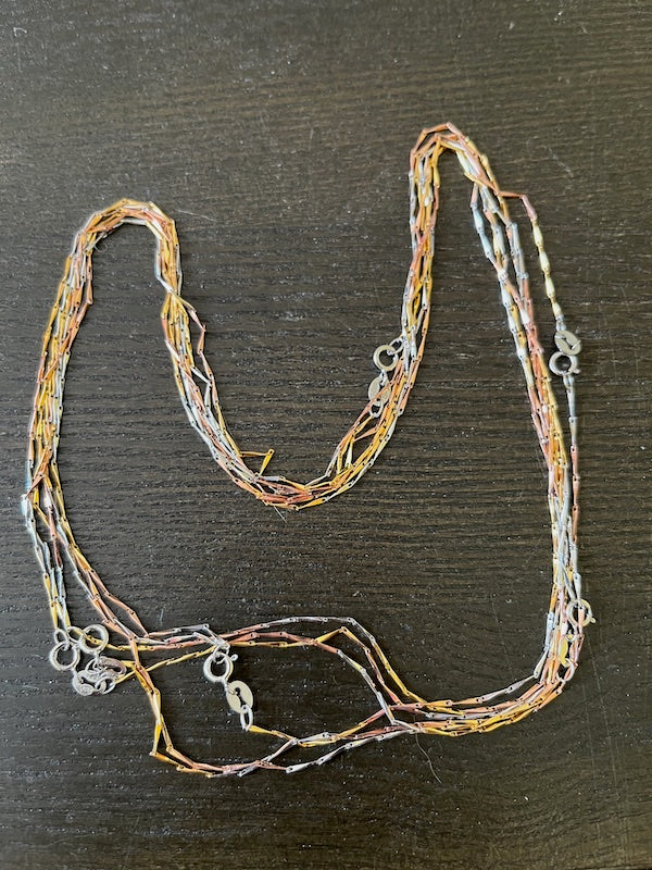 Bamboo link Sterling Silver chains, 1mm thickness, 18"