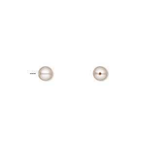 Cultured Saltwater Pearl White 1/2 Drilled Button 5 to 6 mm (2pc)