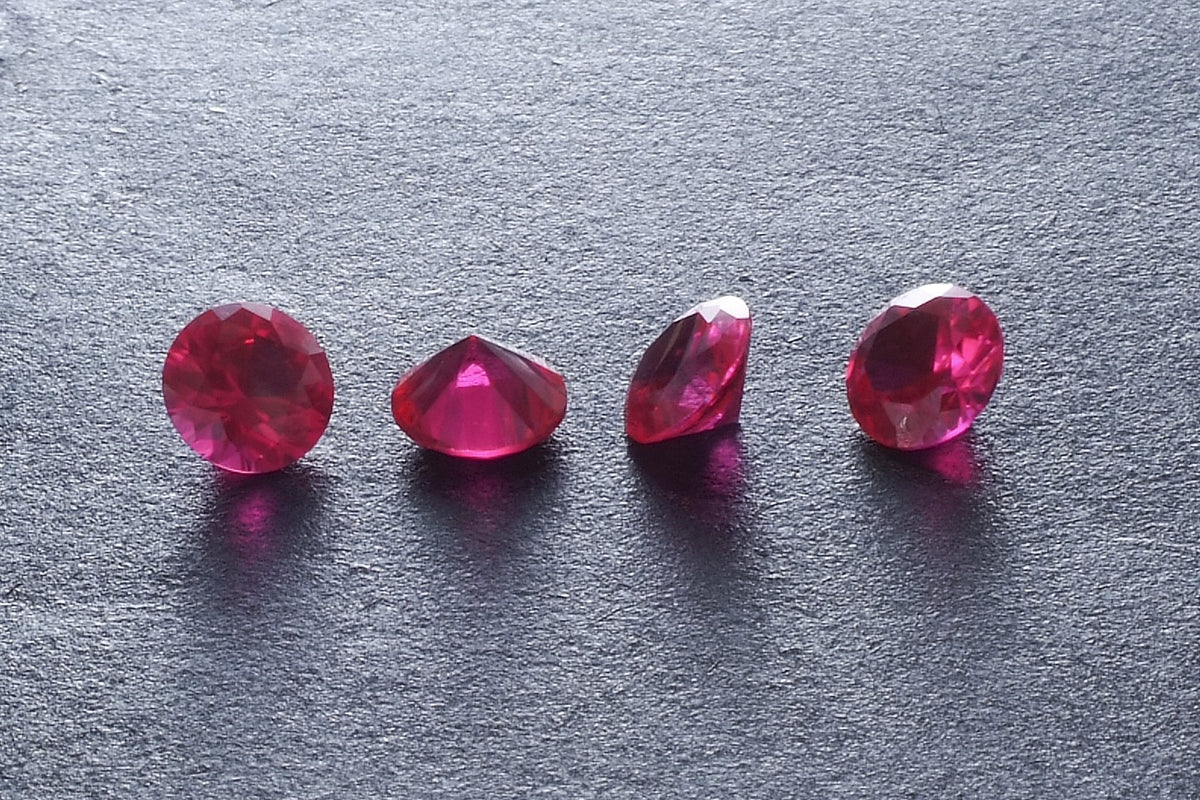 Ruby Fuchsia Pink Gem Lab Created Round - Various Sizes