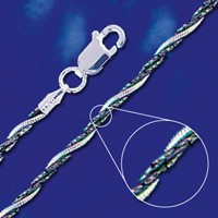 Sterling Silver Triple Twist Chain Tri-Colour 2mm 16&quot;