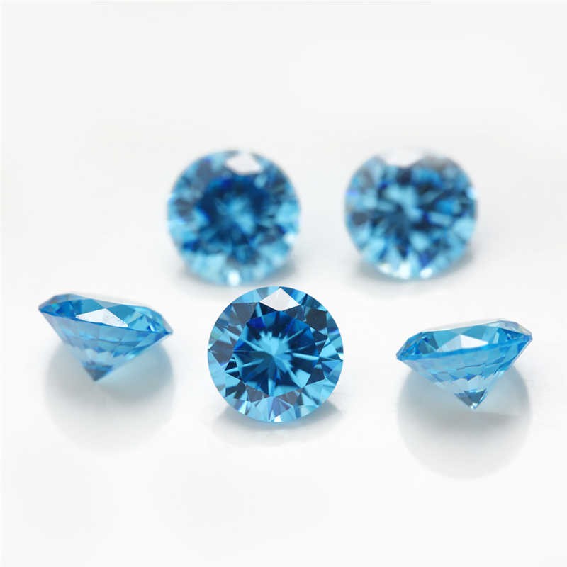 Cubic Zirconia Sea Blue Round - Various Sizes (5pc) - Non-Fireable
