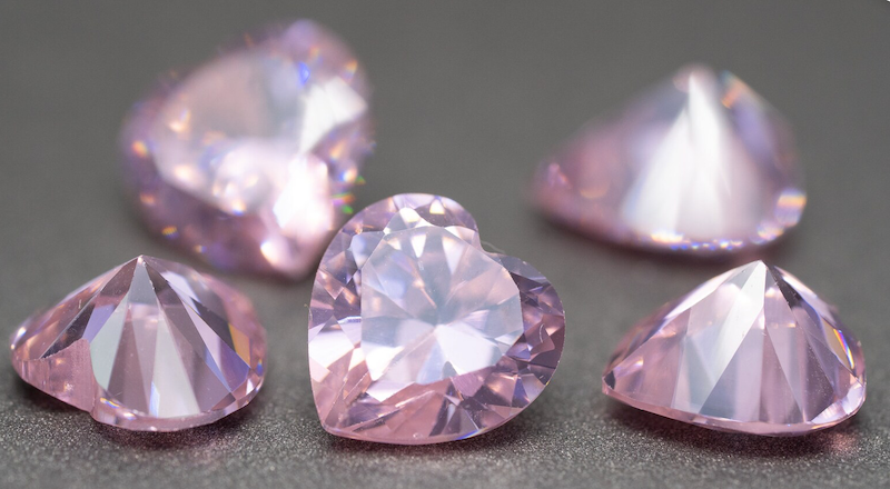 Cubic Zirconia Faceted Pink Heart - Various Sizes