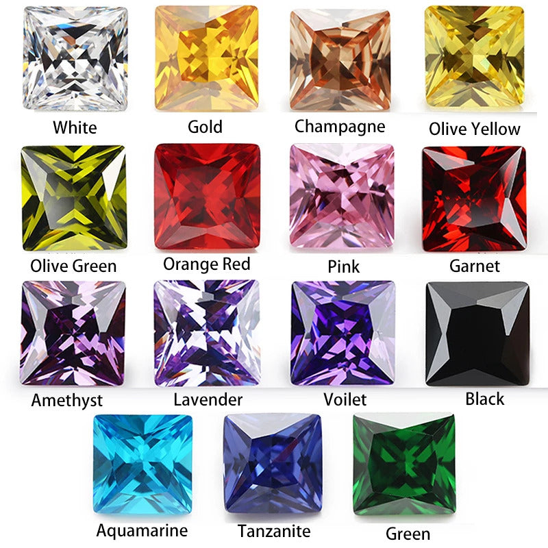 Cubic Zirconia & Lab Sapphire Assorted Colours Square 5mm (25pc)