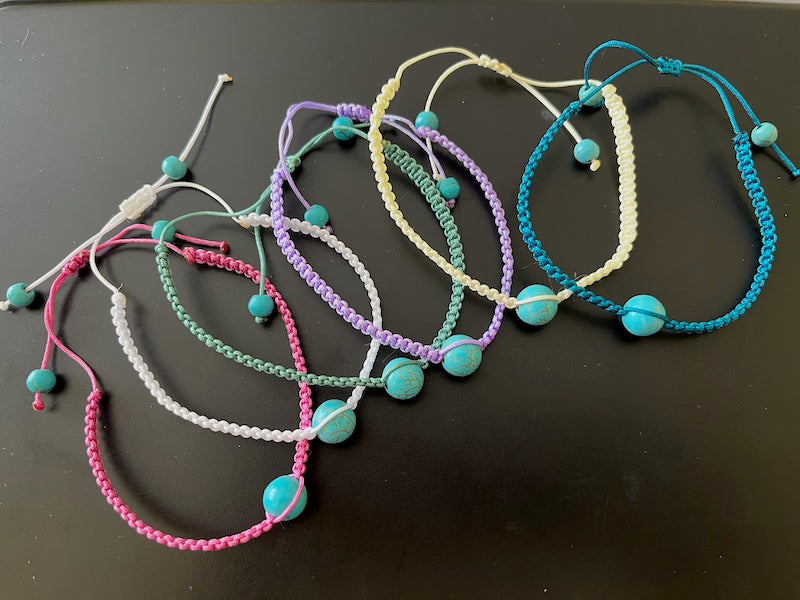 Spring Bracelets, powder blue Turquoise stone accents,