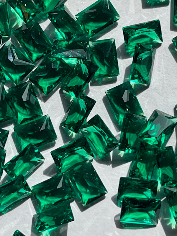 Nano Emerald, Rectangle Shaped Gem Lab Created - Various Sizes (5pc)