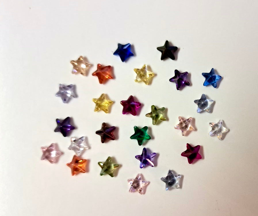 Star Gem 5mm Mixed Colours, cubic zirconia, lab sapphires and lab rubies(25+pc)