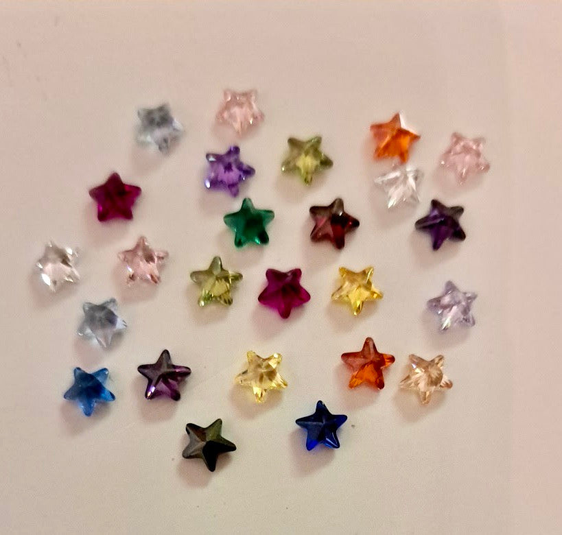Star Gem 5mm Mixed Colours, cubic zirconia, lab sapphires and lab rubies(25+pc)