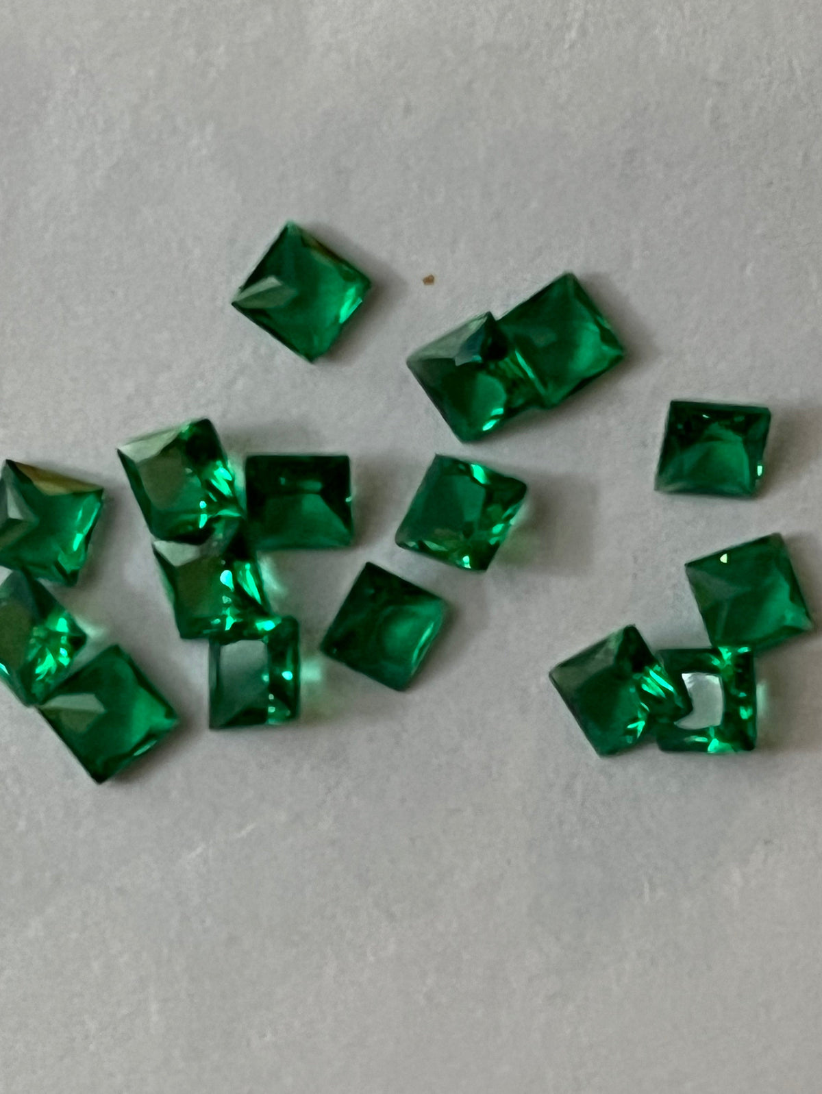Emerald Square / Princess Cut Gems Lab Created Nano 3mm &amp; 5mm (5pc)