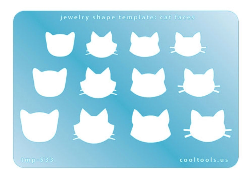 Jewelry Template Cat Faces, 12 shapes 17mm to 23mm