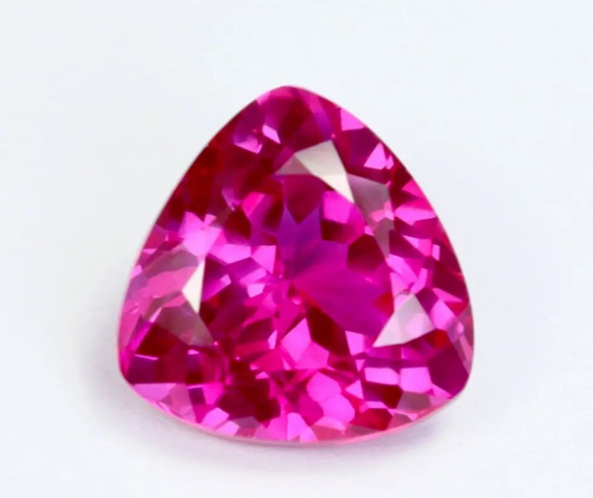 Corundum Fuchsia Pink Trillions Lab Created Gem (5pc)