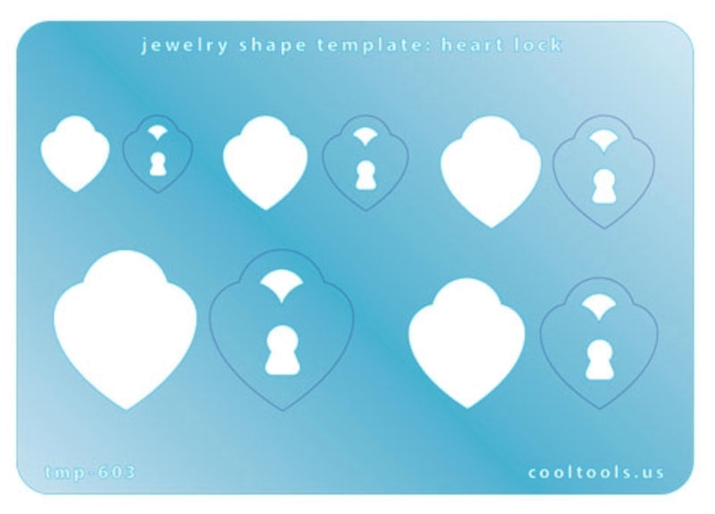 Jewelry Template  heart lock, 5 shapes