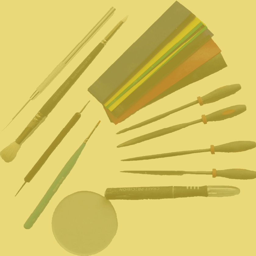 Collection of essential tools for metal clay