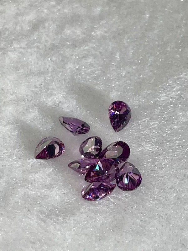 Cubic Zirconia Amethyst Purple Pear 4x6mm & 5x7mm (5pc)