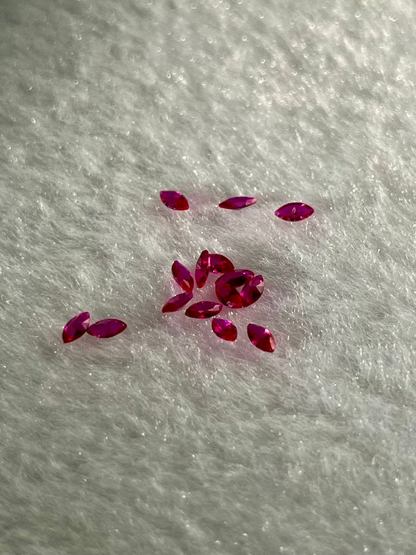 Corundum, Dark Pink Marquise Gem 2x4mm (10pc)