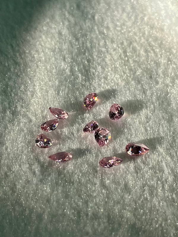 Cubic Zirconia Pink Pear  - Various Sizes