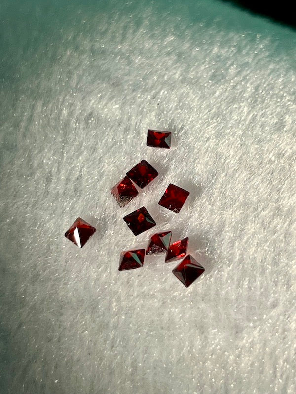 CZ Dark Garnet Square - Various Sizes (5pc)
