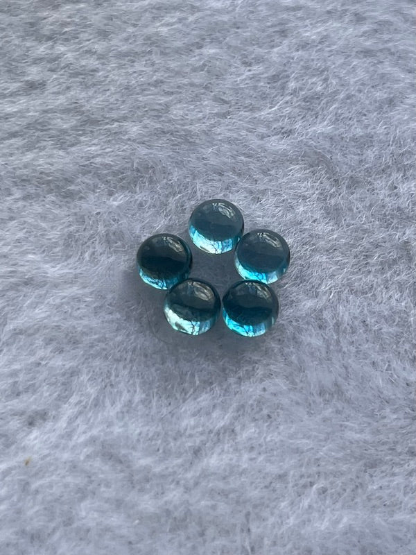 Topaz London Blue A Quality, domed Round cabochons, 4 & 5mm