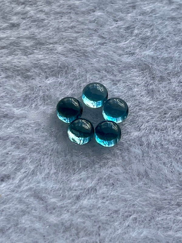 Topaz London Blue A Quality, domed Round cabochons, 4 & 5mm