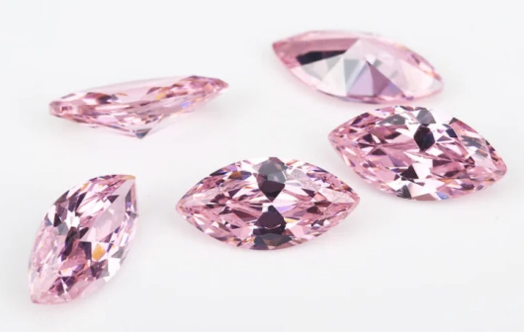 Cubic Zirconia Pink Marquise Gem 2x4mm (10pc)