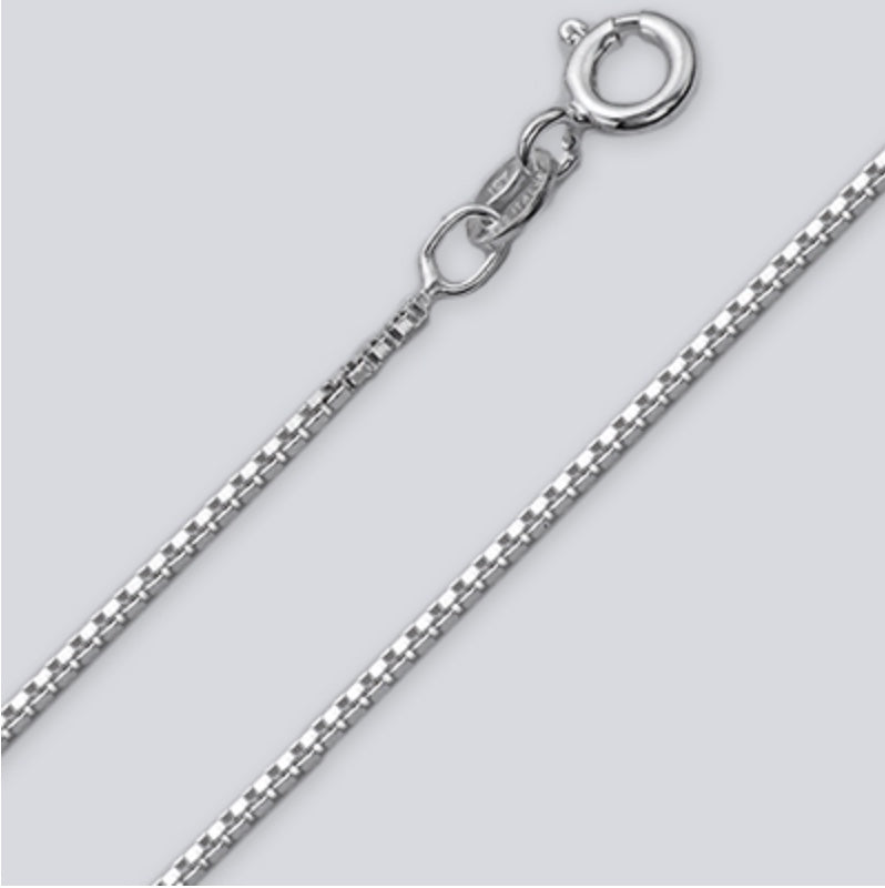 Box Chain, Sterling Silver - Various Sizes. 1mm or 1.3 width